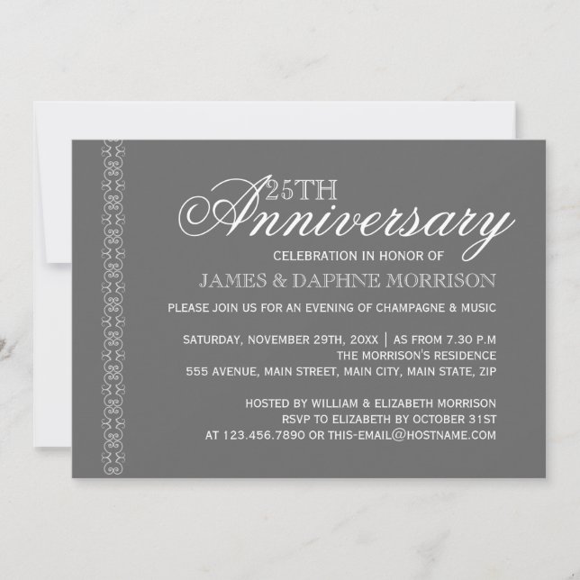 Convite Simples Elegância Casamento Aniversário (Frente)