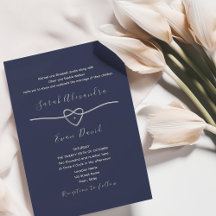 Simples Elegância Moderna Azul-Marinho Casamento