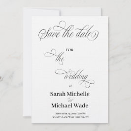 Convite Simples Elegante Caligrafia Script Salve a data