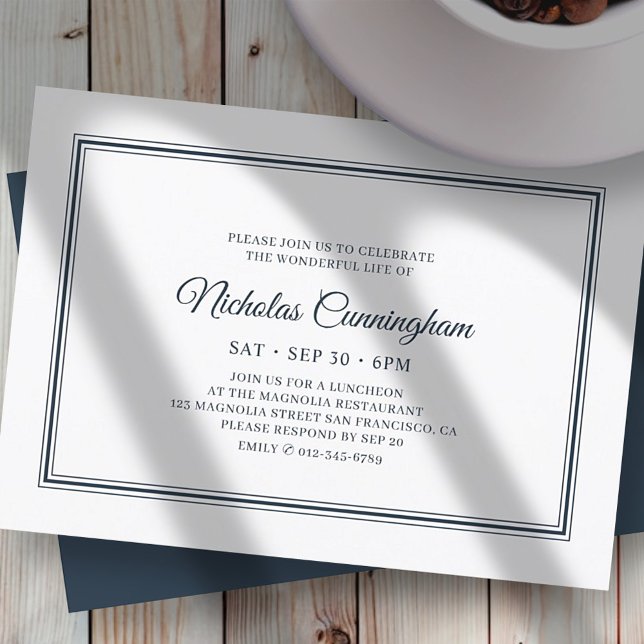 Convite Simples Elegante Clássico do Funeral Memorial (Criador carregado)