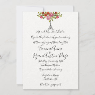 Convite Simples Elegante De Casamento Em Torre Eif