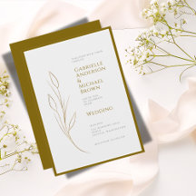 Simples Elegante Dourado Cinza Minimalista Floral 