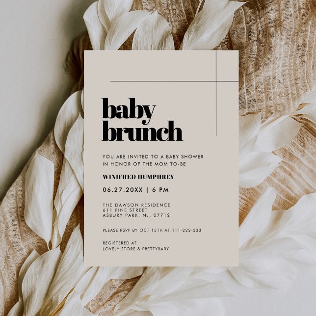 Convite Simples elegante e chic Baby Brunch (Criador carregado)
