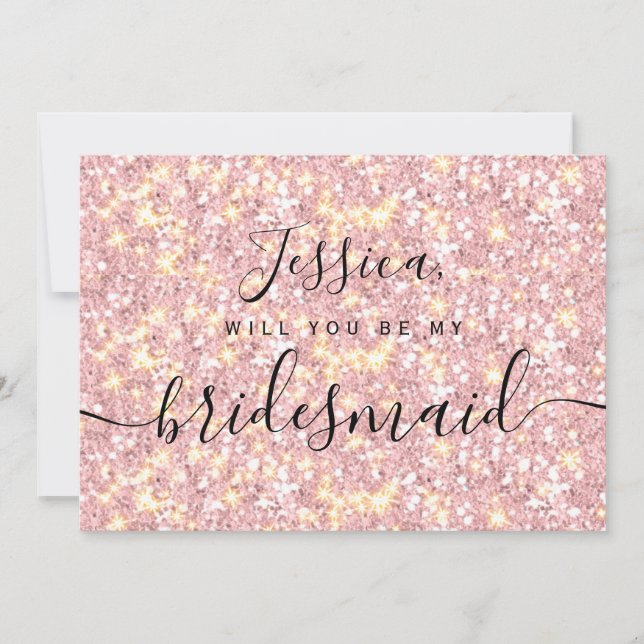 Convite Simples Elegante Estético Brilho minha madrinha (Frente)