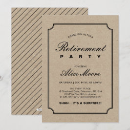 Convite Simples Elegante Kraft | Festa de Aposentadoria Su