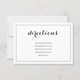 Convite Simples Elegante Modern Wedding Directions Card