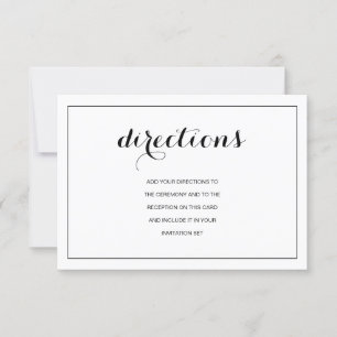 Convite Simples Elegante Modern Wedding Directions Card