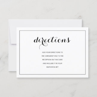 Convite Simples Elegante Modern Wedding Directions Card