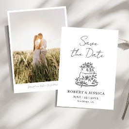 Convite Simples Elegante Moderno Foto Casamento Salvar A D