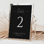 Convite Simples Elegante Número da Mesa Negra<br><div class="desc">Coordene sua recepção com os Números Simples de Tabelas Pretas Elegantes. Mantenha uma aparência consistente com um fundo preto,  uma letra serif clássica e nomes personalizados personalizados personalizados,  fornecendo um toque elegante e organizado a cada mesa.</div>