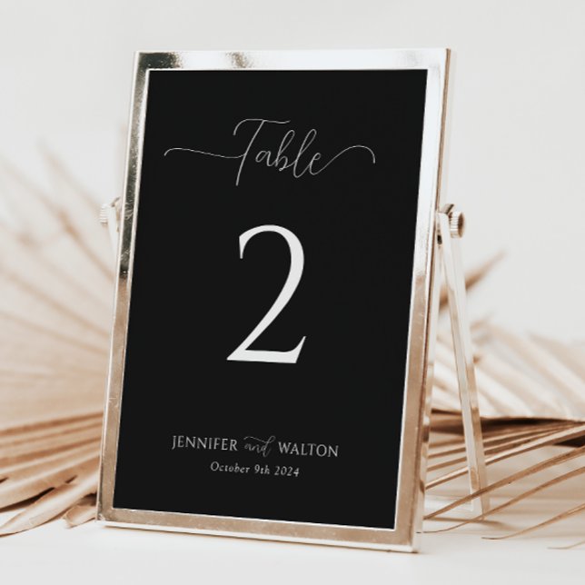 Convite Simples Elegante Número da Mesa Negra (Criador carregado)