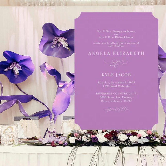 Convite Simples & Elegante Orquídea Ambos Pais Casamento  (Criador carregado)