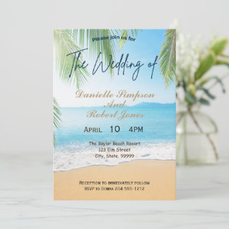 Convite Simples Elegante Para Casamento De Praia
