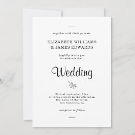 Convite Simples Elegante Para Casamento Minimalist