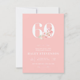 Convite Simples Elegante Rosa Bege Floral Aniversário de 6