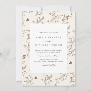 Convite Simples Elegante Rústico Boho Floral Casamento