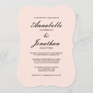 Convite Simples Elegante Tipografia Blush Invitation