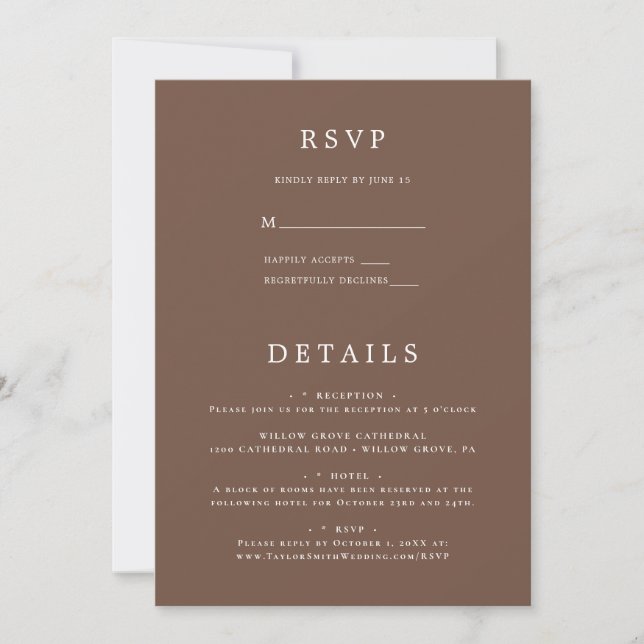 Convite Simples Elegantes detalhes e RSVP de casamento min (Frente)