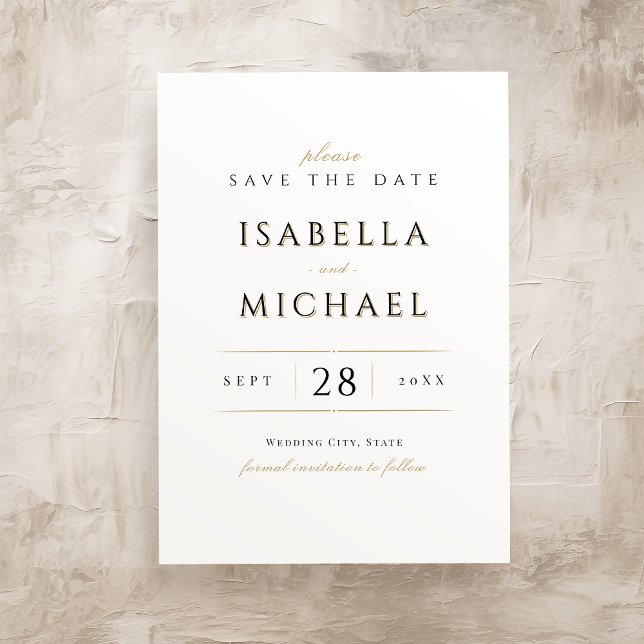 Convite Simples Elegantes Modernos Classy Luxo Salvar Data (Simple Elegant Modern Classy Luxury Save The Date Invitation)