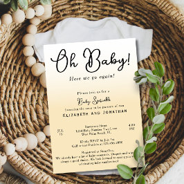 Convite Simples Engraçado Oh segundo Amarelo Bebê borrifad