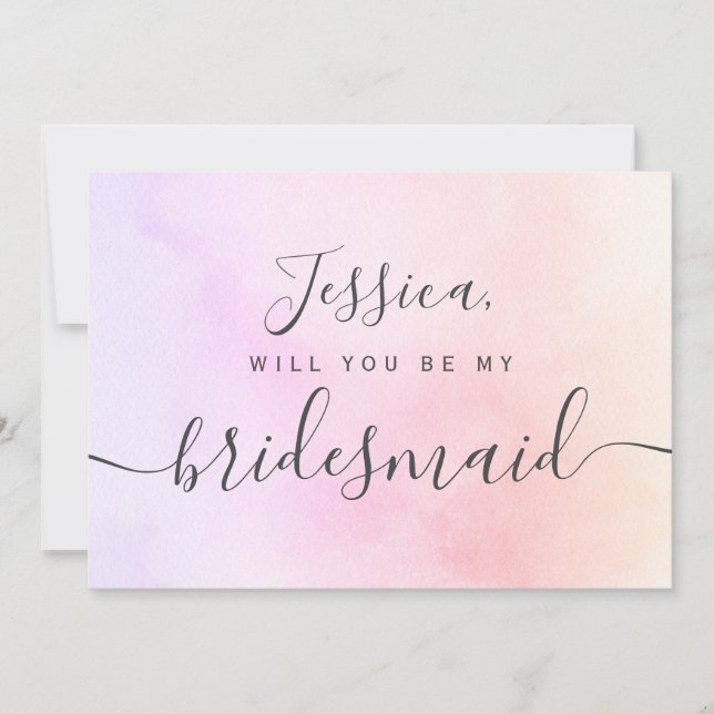 Convite Simples Estética Elegante Aquarela minha dama de h (Frente)