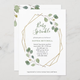 Convite Simples Eucalipto Greenery Bebê Geométrico