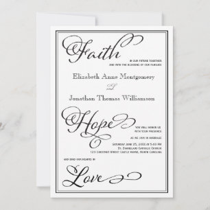 Convite Simples Fé Esperança Amor Script Casamento Convi