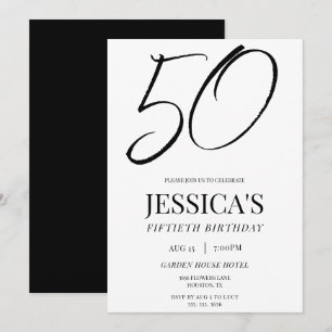 Convite Simples Festa de Aniversário de 50 Anos Unissex co
