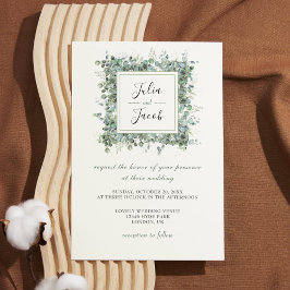 Convite Simples Festa de casamento Eucalyptus Greenery