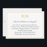 Convite Simples Festa de noivado Elegante Monograma Dourad<br><div class="desc">Convites de festa de noivado e rico com um simples design com os detalhes de seu evento dentro de uma borda falsa dourada,  sobre um fundo branco. No topo está seu monograma inicial e seus detalhes estão em itálico. Um design elegante e elegante que certamente impressiona.</div>