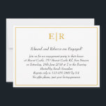 Convite Simples Festa de noivado Elegante Monograma Dourad<br><div class="desc">Convites de festa de noivado e rico com um simples design com os detalhes de seu evento dentro de uma borda falsa dourada,  sobre um fundo branco. No topo está seu monograma inicial e seus detalhes estão em itálico. Um design elegante e elegante que certamente impressiona.</div>