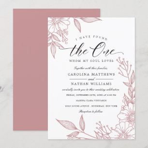 Convite Simples Floral Eu Encontrei O Único Casamento po