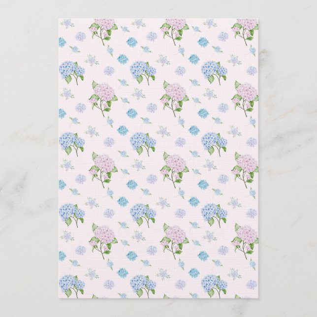Convite Simples Flores de Hortênsia em Aquarela Elegante (Frente)