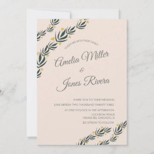 Convite Simples Flores Verdejantes Amarela Casamento