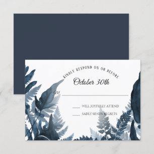 Convite Simples Floresta Moderna Samambaia Azul e Branco R