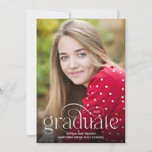 Convite Simples Flourish Minimalist Type Photo Formando Pa