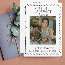 Convite Simples Folha Celebração Funeral do Programa Life