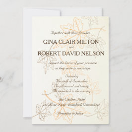 Convite Simples Folhas de Outono Elegante delineia Casamen