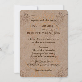 Convite Simples Folhas de Outono Elegante delineia Casamen