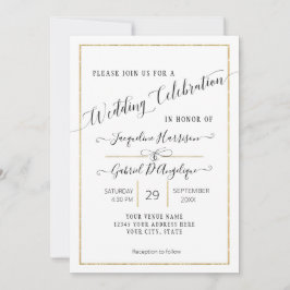 Convite Simples Foto de Casamento com Letra Cursiva Minima