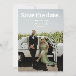Convite Simples Foto de Casamento RetroMinimalista Save th