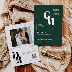 Convite Simples Foto do Código QR Verde Emerald Verde Míni