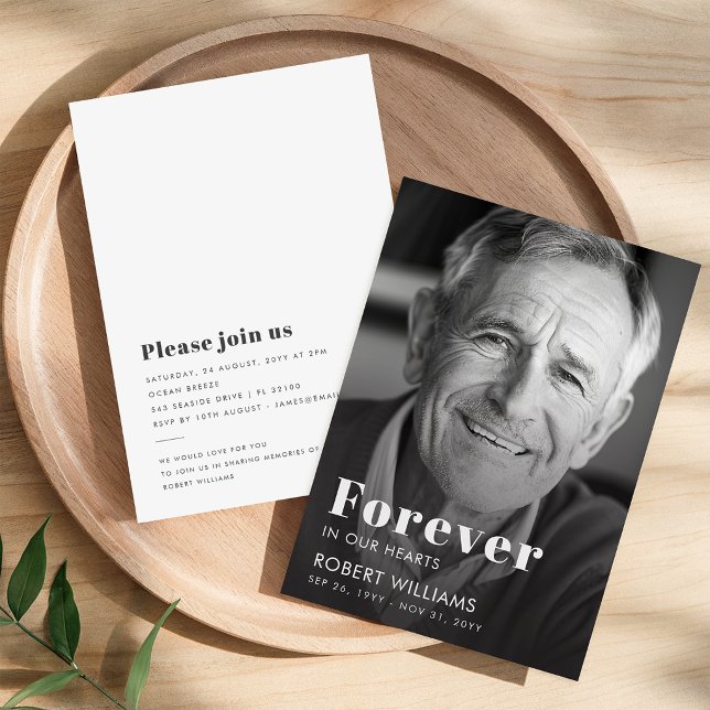 Convite Simples Foto Funeral Para Sempre Em Nossos Coraçõe (Criador carregado)