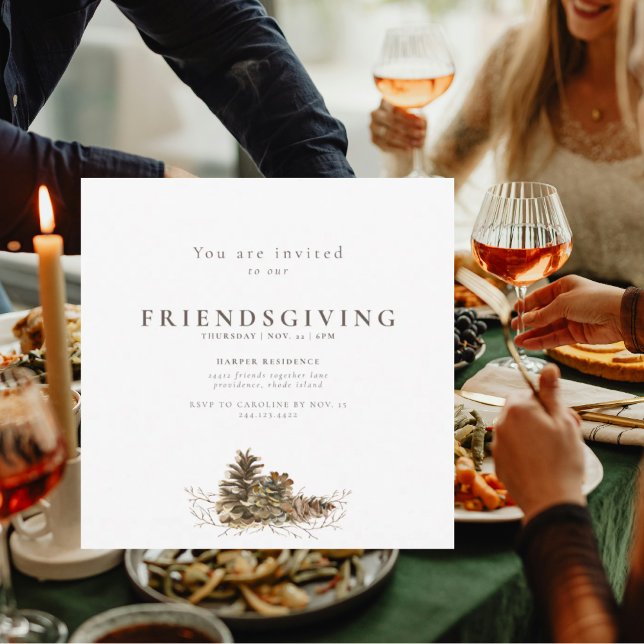 Convite Simples Friendsgiving de Pinha  (Criador carregado)