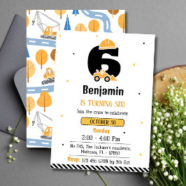 Convite Simples garotos de caminhonete bonitos de 6 aniver