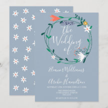 Simples Grinalda Floral Azul Empoeirado Casamento