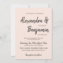 Convite Simples guião moderno e simples casamento rosa
