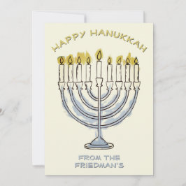 Convite Simples Hanukka Watercolor Menorah