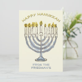 Convite Simples Hanukka Watercolor Menorah