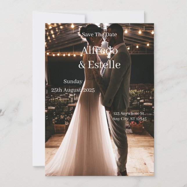 Convite Simples história de casamento branco (Frente)